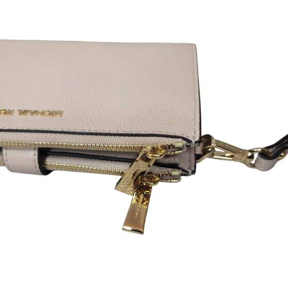 Michael Kors‎ Double Zip Wristlet Pale Pink Pebble Leather Wallet - Picture 3 of 16